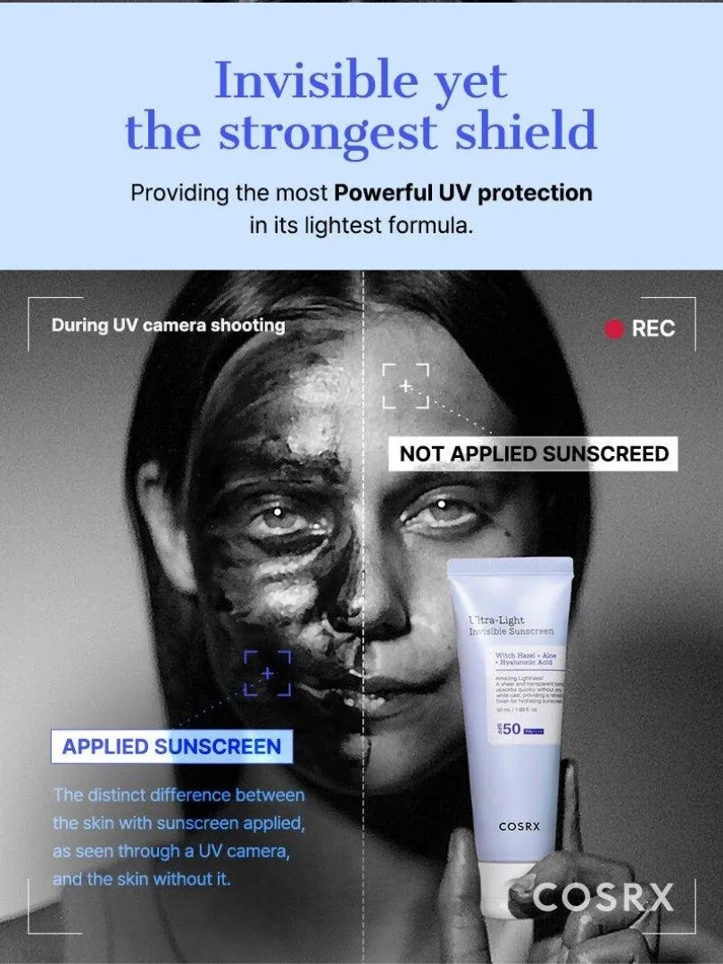 Cosrx Ultra-Light Invisible Sunscreen SPF+/PA ++++ Light Moisturizing – Super λεπτόρρευστο ενυδατικό αντιηλιακό με υψηλή προστασία - 50 ml