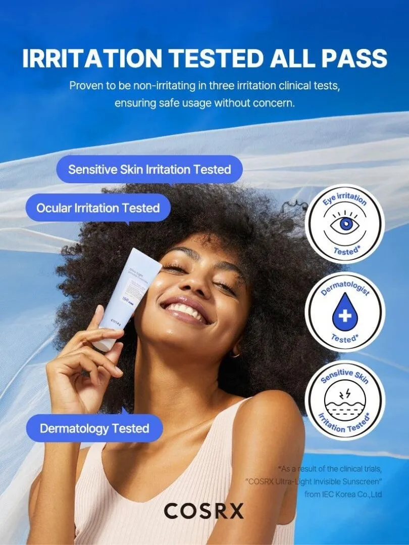 Cosrx Ultra-Light Invisible Sunscreen SPF+/PA ++++ Light Moisturizing – Super λεπτόρρευστο ενυδατικό αντιηλιακό με υψηλή προστασία - 50 ml