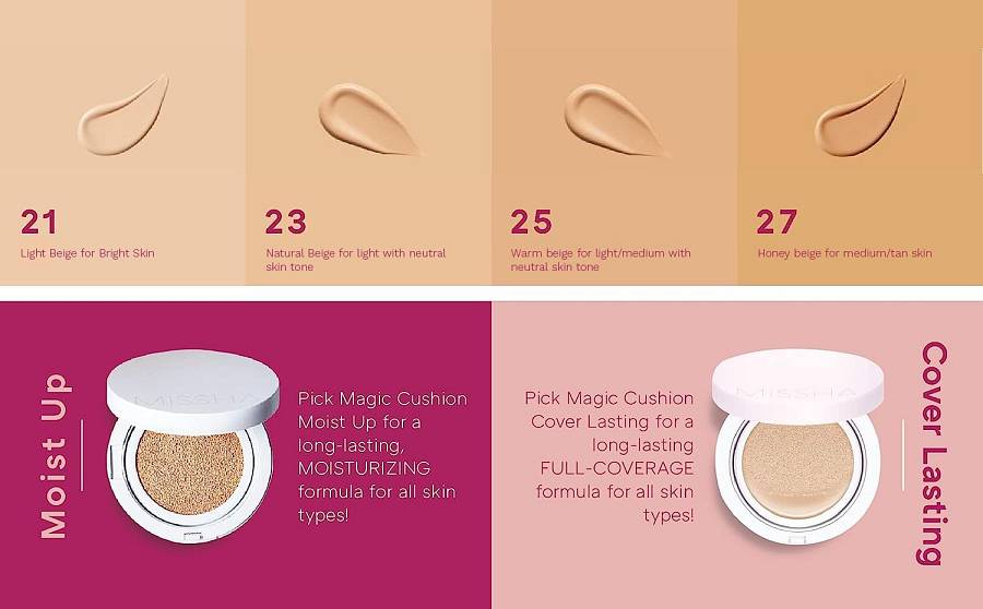 Missha Magic Cushion Cover Lasting Foundation SPF50+/PA+++, 21 Light Beige - 15 g