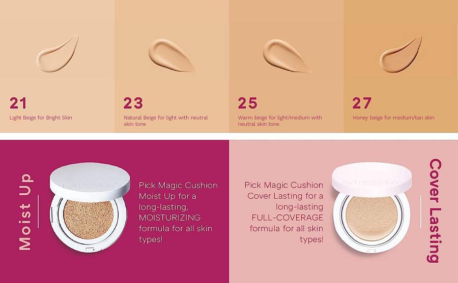 Missha Magic Cushion Cover Lasting Foundation SPF50+/PA+++, 23 Natural Beige - 15 g