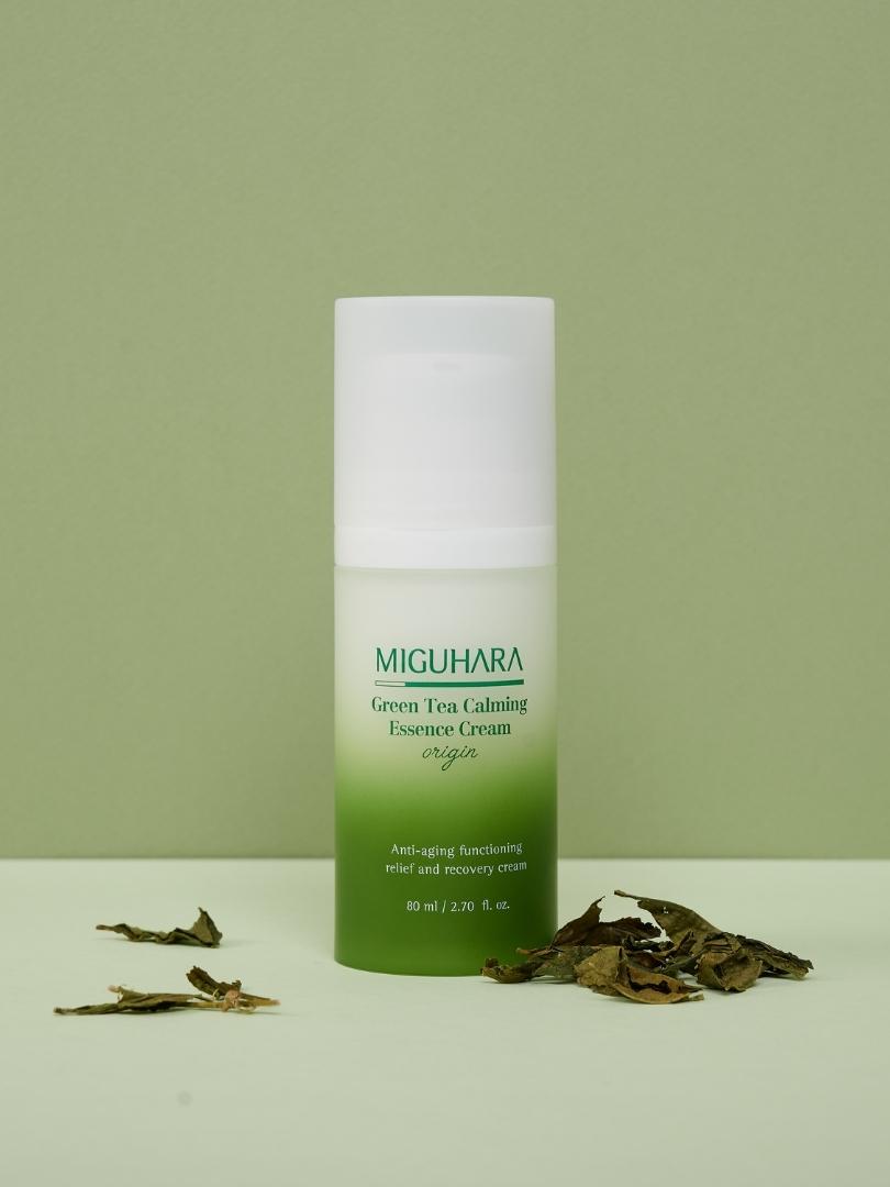 Miguhara Green Tea Calming Essence Cream Origin – Ενυδατική κρέμα σε μορφή essence με πράσινο τσάι  -  80 ml