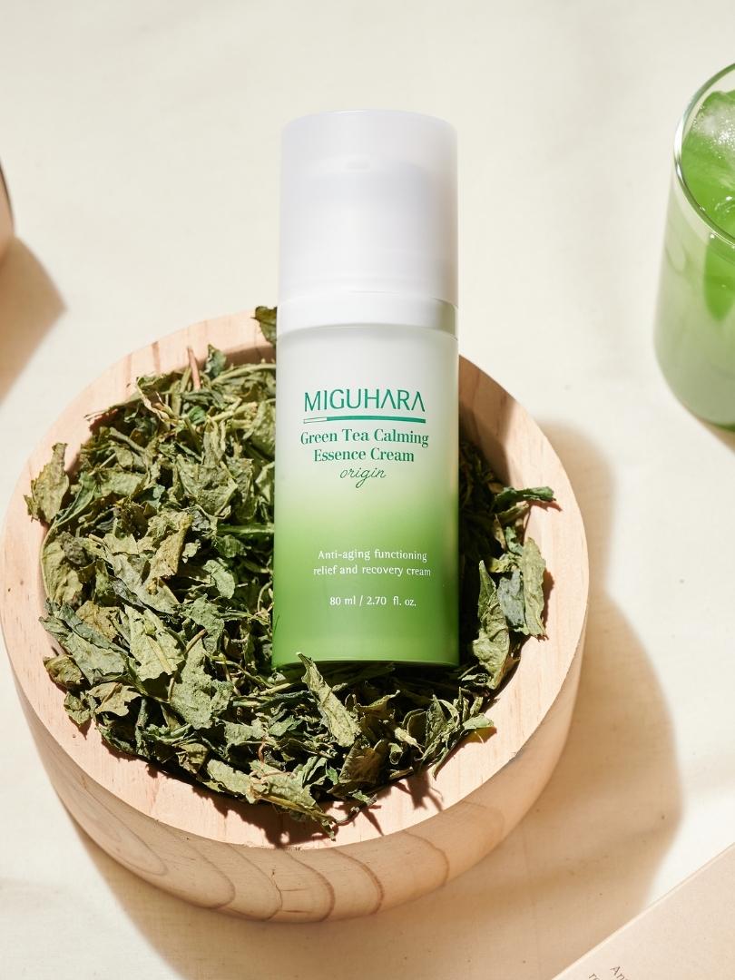 Miguhara Green Tea Calming Essence Cream Origin – Ενυδατική κρέμα σε μορφή essence με πράσινο τσάι  -  80 ml
