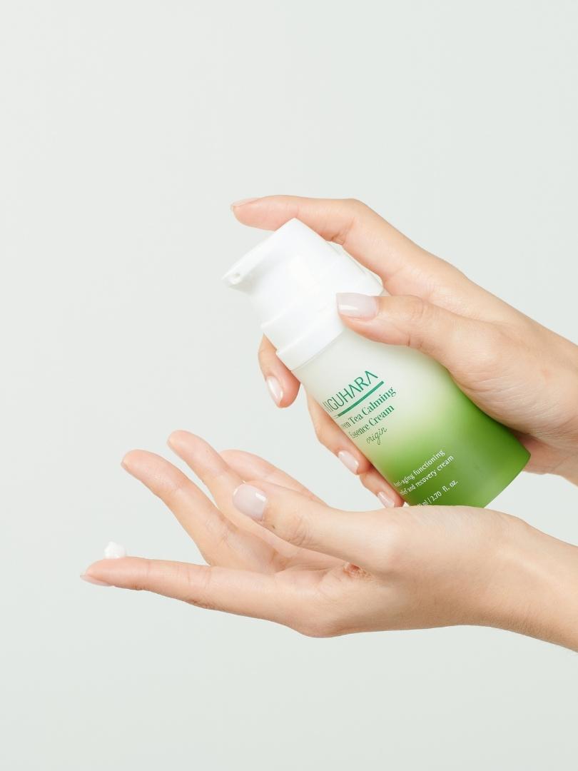 Miguhara Green Tea Calming Essence Cream Origin – Ενυδατική κρέμα σε μορφή essence με πράσινο τσάι  -  80 ml