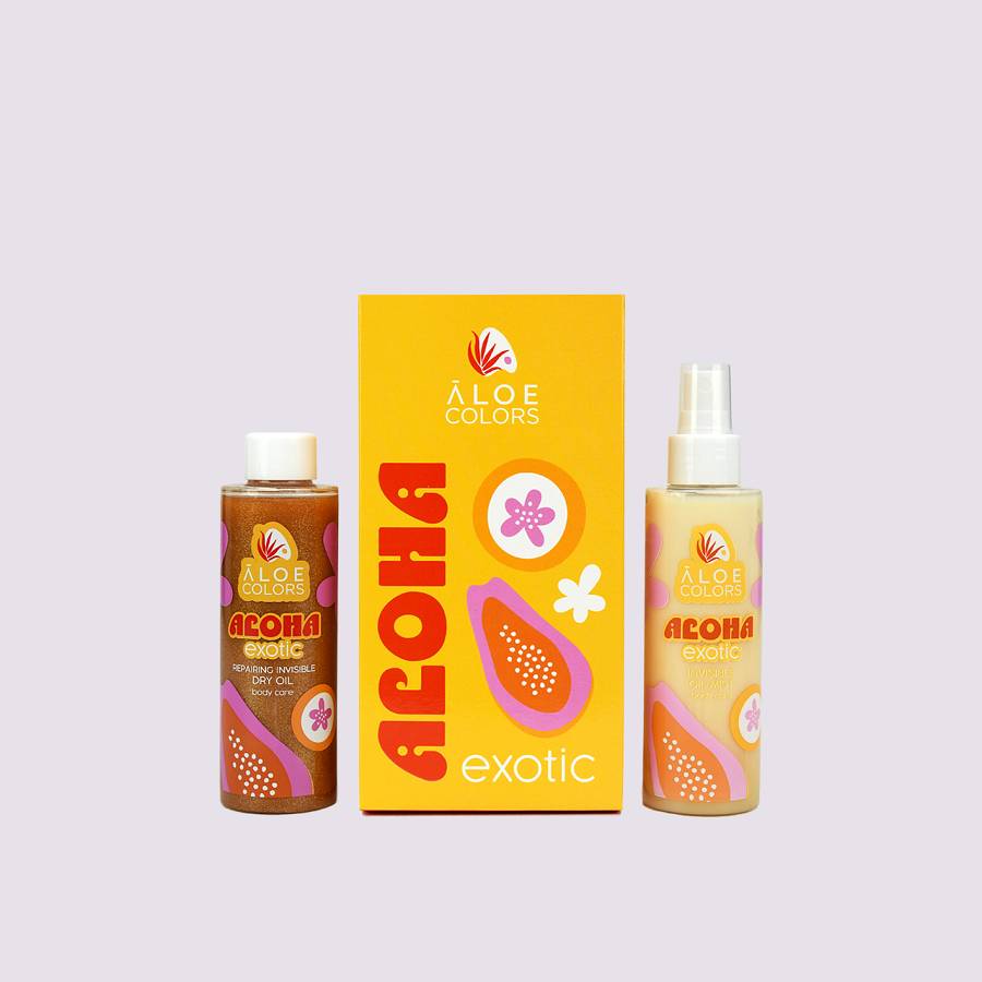 Aloe Colors Aloha Exotic Set με Invisible Oil Mist Ενυδατικό Σπρέι Σώματος, 150ml & Repairing Invisible Dry Oil Ενυδατικό Έλαιο για Σώμα & Μαλλιά, 150ml, 1σετ