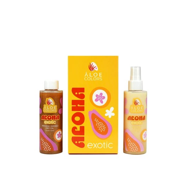 Aloe Colors Aloha Exotic Set με Invisible Oil Mist Ενυδατικό Σπρέι Σώματος, 150ml & Repairing Invisible Dry Oil Ενυδατικό Έλαιο για Σώμα & Μαλλιά, 150ml, 1σετ