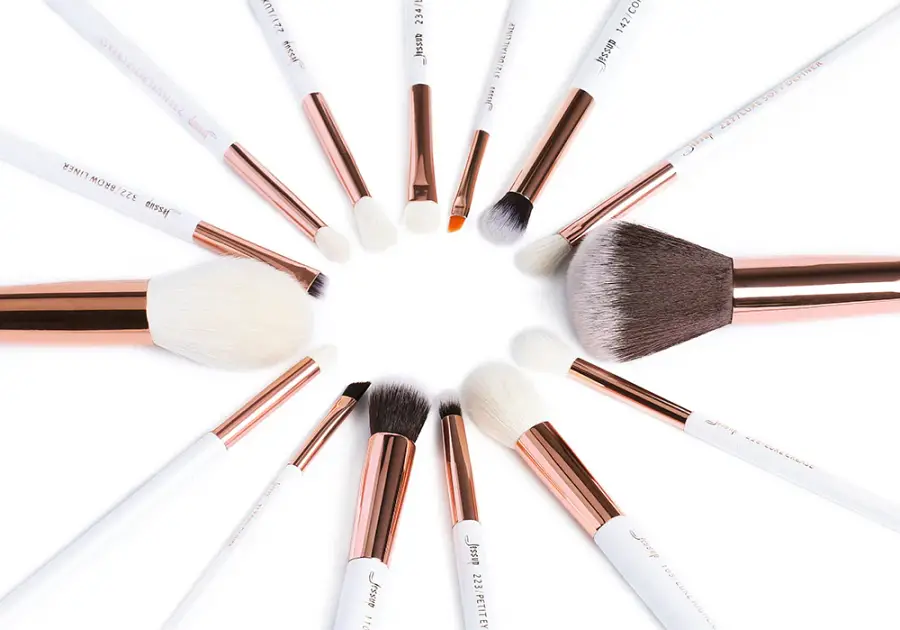 Jessup Set T222 Pearl White/Rose Gold Professional Makeup Brushes - 15Pcs