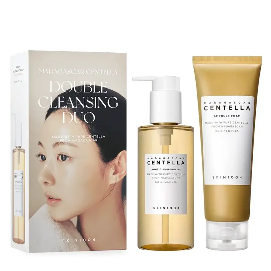 Skin1004 Madagascar Centella Double Cleansing Duo - Light Cleansing Oil -Λάδι Καθαρισμού Ντεμακιγιάζ - 200ml + Amploule Foam - Αφρός Καθαρισμού - 125ml