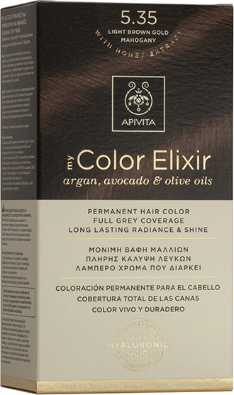 Apivita My Color Elixir Μόνιμη Βαφή Μαλλιών No 5.35 Καστανό Ανοιχτό Μελί Μαονί