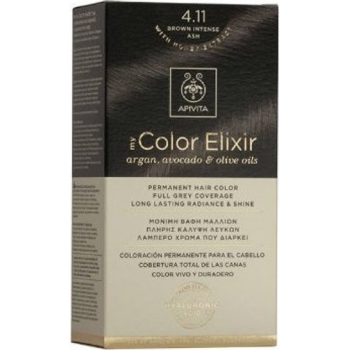 Apivita My Color Elixir Μόνιμη Βαφή Μαλλιών No 4.11 Καστανό Έντονο Σαντρέ