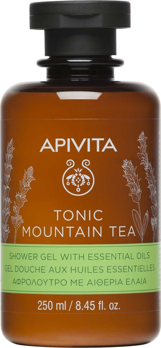 Apivita Tonic Mountain Tea Shower Gel with Essential Oils Αφρόλουτρο με Αιθέρια Έλαια, 250ml