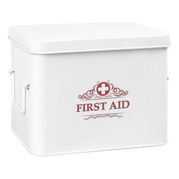 First Aid Kit 111088 Medical Center Μεταλλικό Φαρμακείο πρώτων Βοηθειών Χειρός  (16 x 16 x 22 cm )   White
