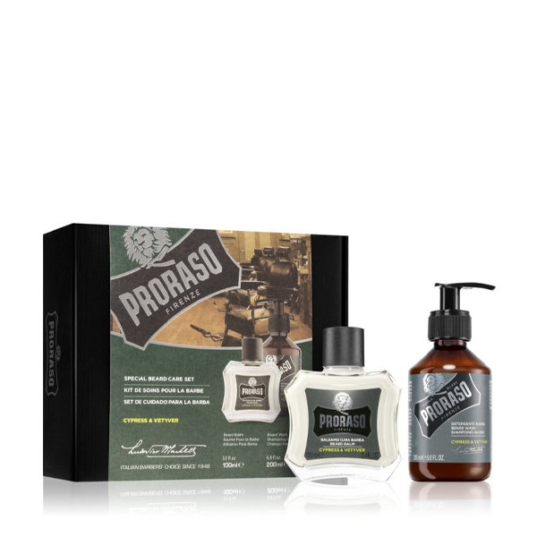 Proraso Duo Pack Beard Gift Cypress and Vetyver (Beard Balm 100ml & Beard Shampoo 200ml)