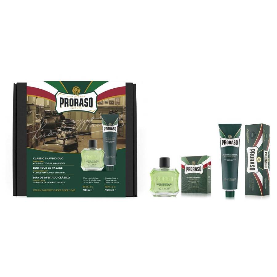 Proraso Duo Pack Shaving Gift Set Refreshing (Shaving Cream Tube 150ml & Aftershave Lotion 100ml)